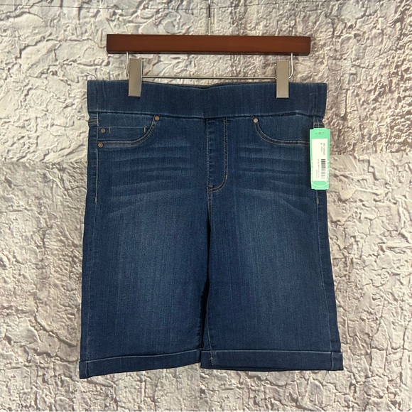 NWT Liverpool Janet pull on blue Bermuda denim shorts - Picture 1 of 6